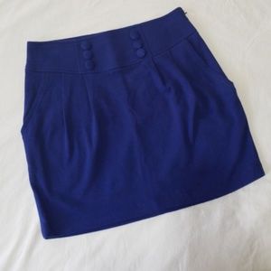 Pleated Navy Blue Mini Skirt